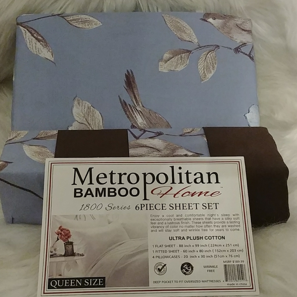 Metropolitan Bamboo Navy&Coffee Floral Queen Set⦠- Picture 7 of 9